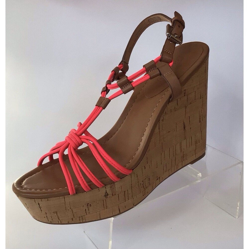 NEW COACH Georgiana Pink/Ginger Wedge Platform Sandals (Size 9.5 B)